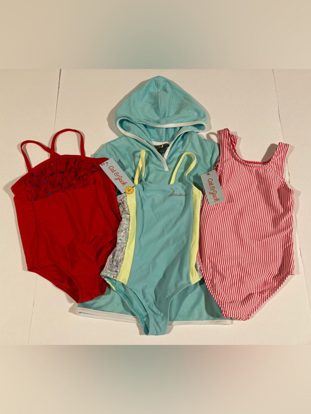 NWT/NWOT Toddler Girls Swim Bundle ~ Eddie Bauer, Cat & Jack ~ Size 4T ~ 4 Pcs
